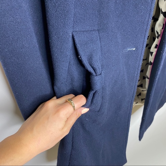 Kate Spade Navy Wool Blend Coat w/ Bow Pockets S - Picture 10 of 12